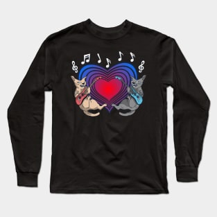 The Rockin' Feline Duo - Cats Logo Design Long Sleeve T-Shirt